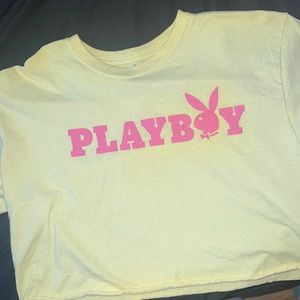 Pink Yellow Playboy Crop Top
